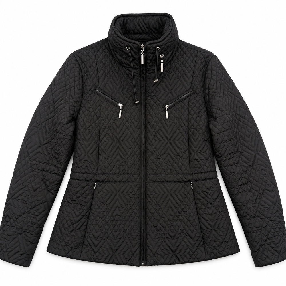 Weatherproof Garment Company Womens Black Quilted Jacket Stowaway Hood Size L